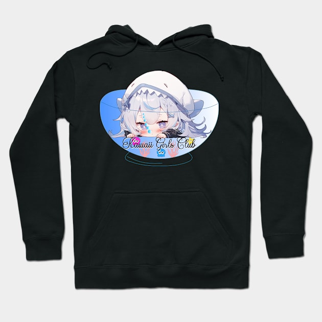 Kawaii Girls Club - Cute Chibi Shark Girl Hoodie by PlayfulPandaDesigns